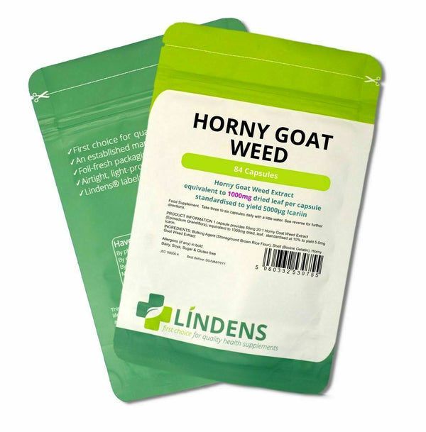 Horny Goat Weed Capsules High Strength 1000mg Libido Sex Pills 84 Caps Lindens