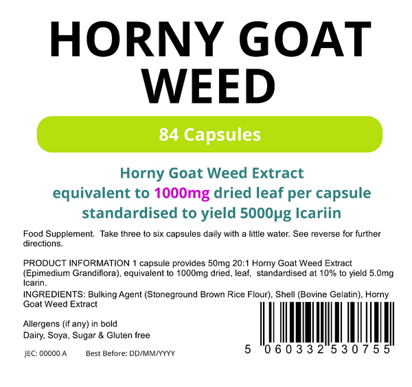 Horny Goat Weed Capsules High Strength 1000mg Libido Sex Pills 84 Caps Lindens