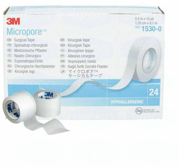 3M Micropore Surgical Tape 1.25cm, 2.5cm or 5cm Secure Dressing to Skin - White