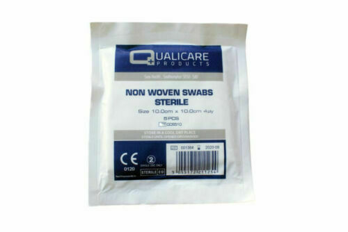 Qualicare Non-Woven Sterile 4PLY Gauze Swabs Medical Absorbent 5cm 7.5cm or 10cm