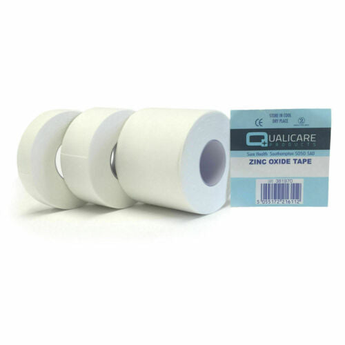 Qualicare Zinc Oxide Tape White Waterproof Medical Sports NHS Adhesive 10m